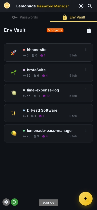 Lemonade Env Vault - Manage your .env files securely